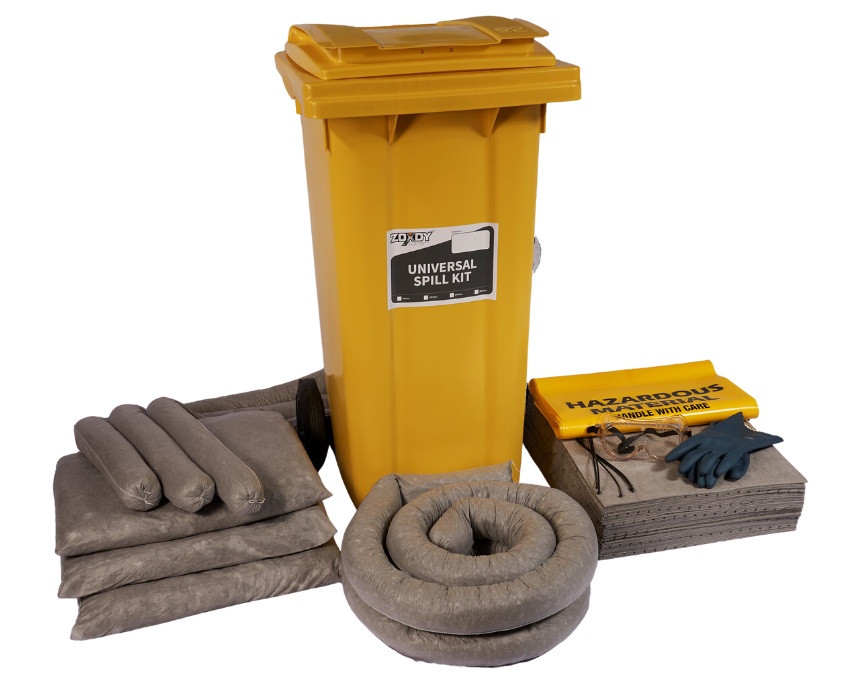 80 Liter Universal Spill Kit in Wheelie Bin 